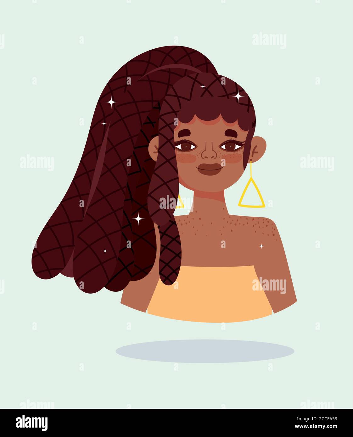 african american girl avec cheveux rasta braides dessin animé personnage vecteur illustration Illustration de Vecteur