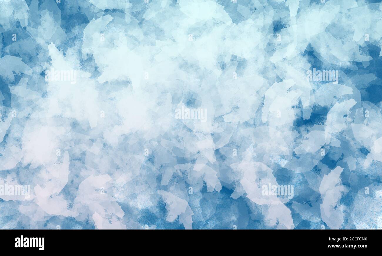 Aquarelle abstraite bleu et blanc éclaboussures arrière-plan artistique, bleu peint motif éclaboussures Banque D'Images