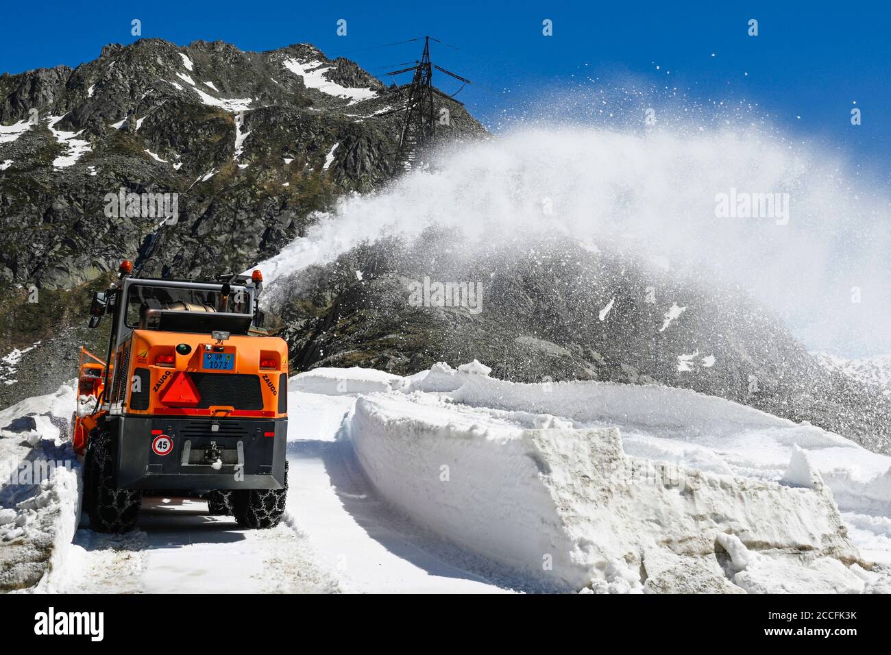 Souffleuse à neige, Gotthard Pass, Suisse Banque D'Images