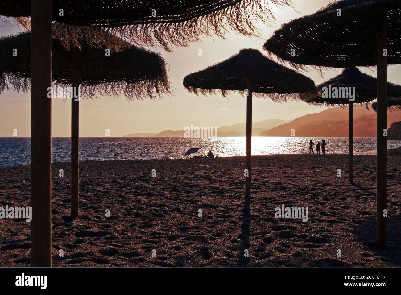Plage, humeur, rétro-éclairage, reflet, soleil, lumière, mer Banque D'Images