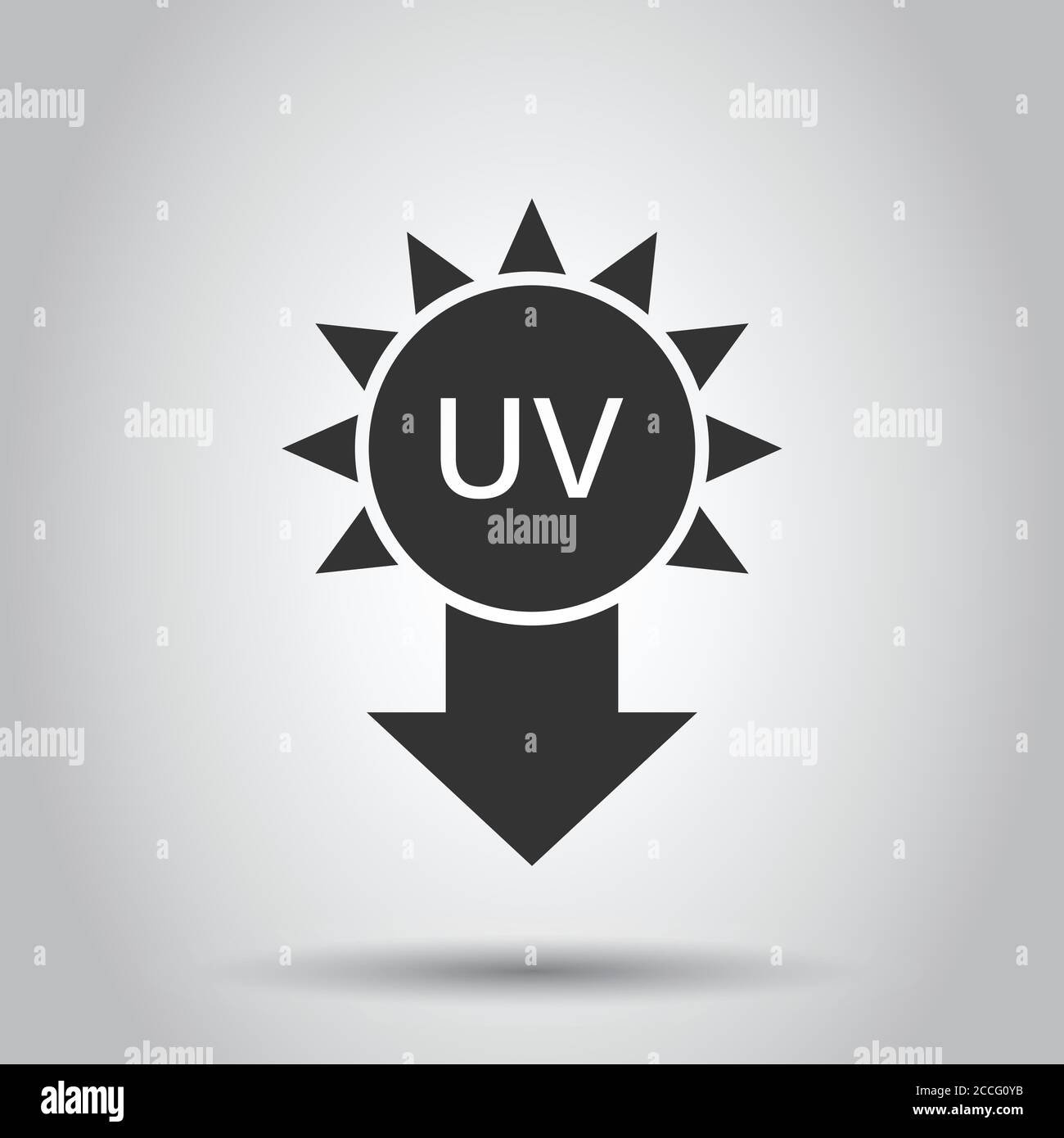 Rayonnement UV dans l'icône de style plat. Vector illustration ultraviolette sur blanc fond isolé. Protection solaire concept d'entreprise. Illustration de Vecteur