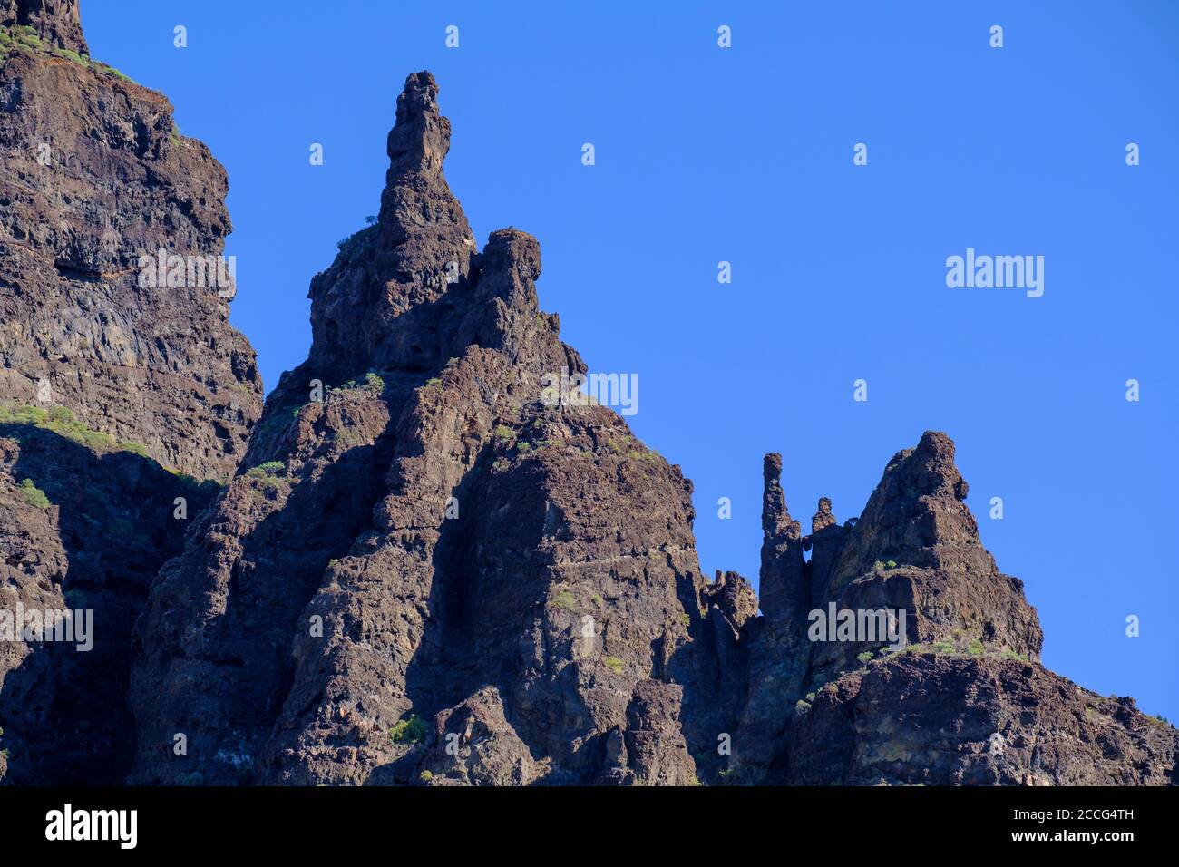 Tours de roche volcanique, à Taguluche, la Gomera, îles Canaries, Espagne Banque D'Images