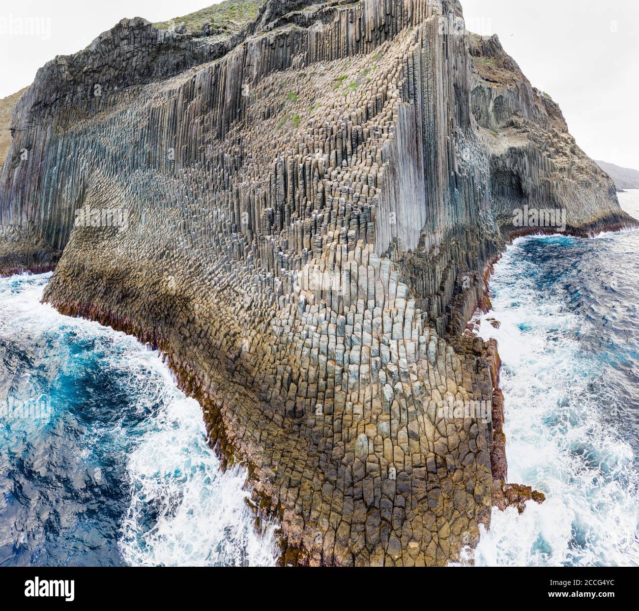 Formation rocheuse de basalte de Los Organos, Organ Pipe Rock, à Vallehermoso, vue aérienne, la Gomera, îles Canaries, Espagne Banque D'Images