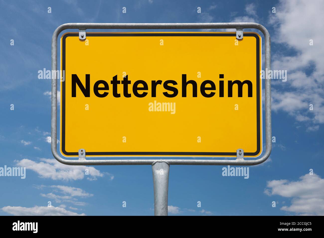 Ortstafel Nettersheim, Nordrhein-Westfalen, Deutschland | panneau de nom de lieu Nettersheim, Rhénanie-du-Nord-Westphalie, Allemagne, Europe Banque D'Images