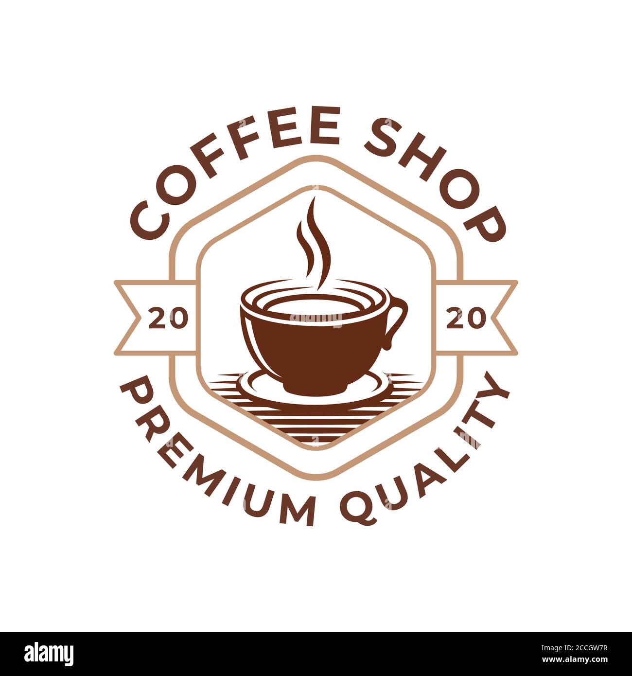 Illustration vectorielle avec logo Coffee. Design vectoriel du logo rétro Vintage Coffee pour l'emblème des cafés et des restaurants. Café-restaurant à motif vectoriel pour Illustration de Vecteur