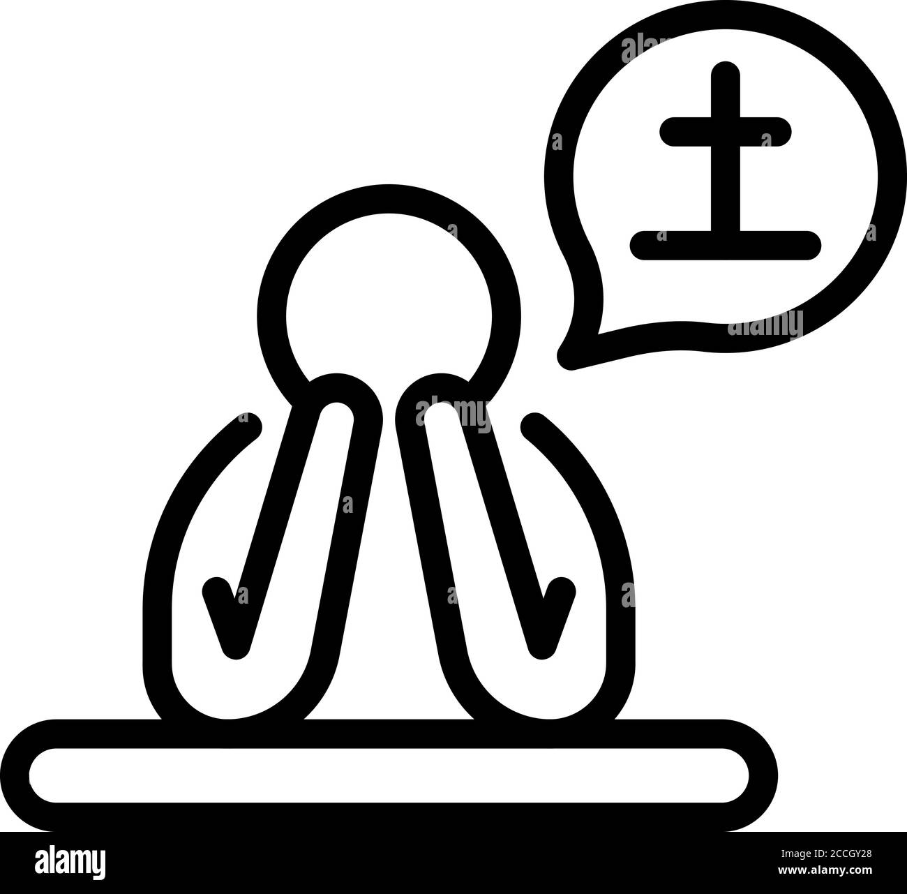 Icône de problème de suicide, style de contour Illustration de Vecteur