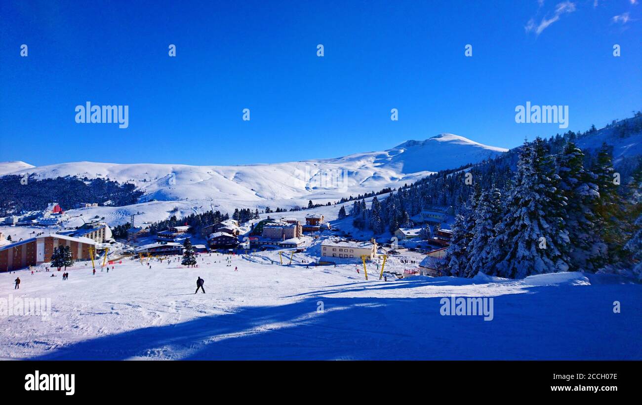 Hiver enneigé sur la montagne à Bursa Banque D'Images