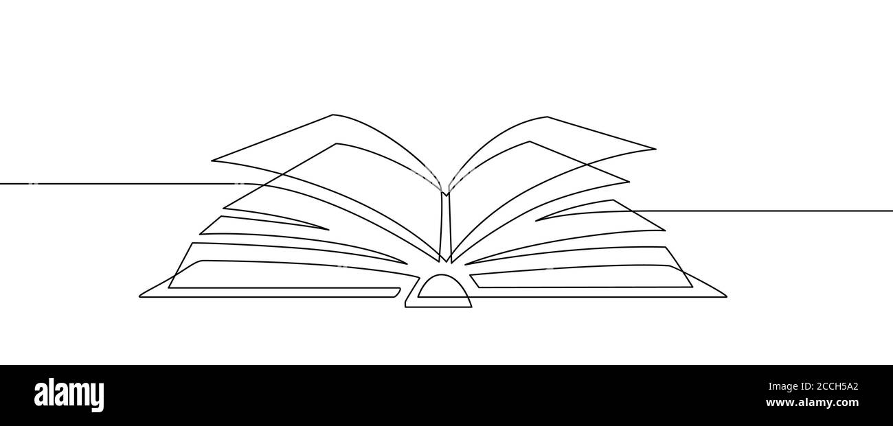 Livre à une ligne. Apprentissage et étude, concept de bibliothèque. L'éducation et la connaissance des vecteurs d'art continu esquisse l'illustration linéaire Illustration de Vecteur