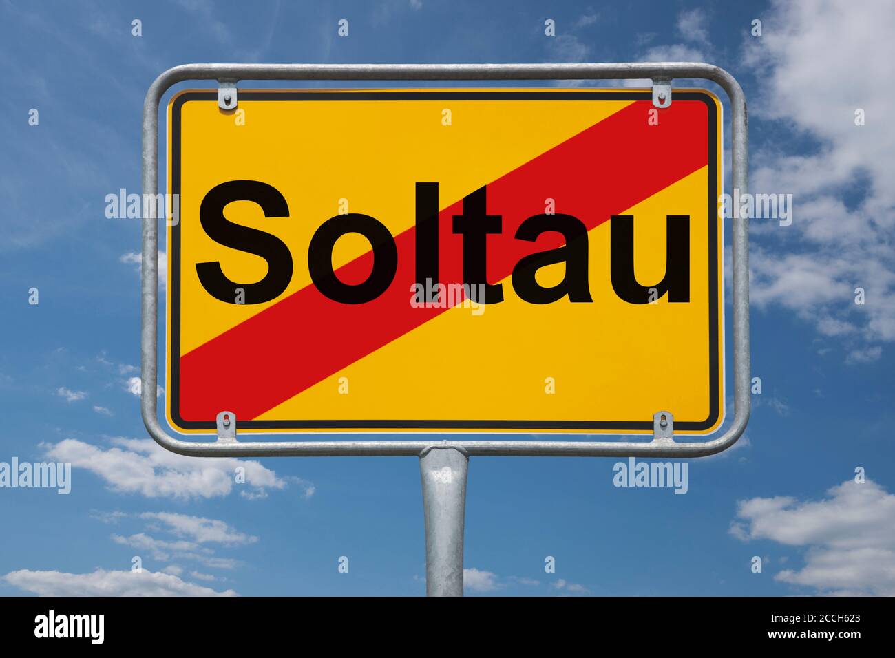 Ortstafel Soltau, Niedersachsen, Deutschland | panneau de nom de lieu Soltau, Basse-Saxe, Allemagne, Europe Banque D'Images