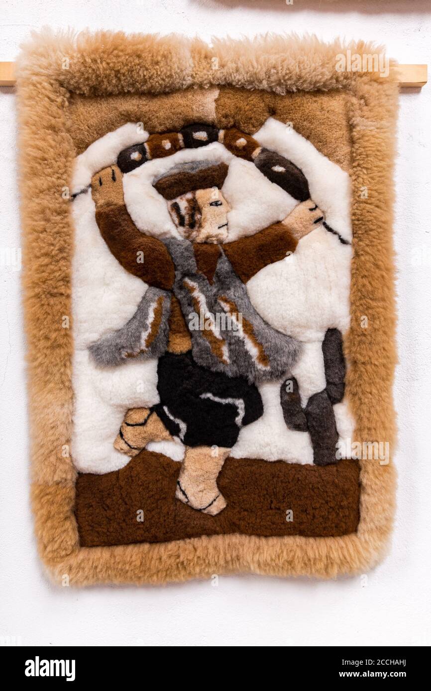 Produits textiles et souvenirs artisanaux alpaga à Cusco, au Pérou Banque D'Images