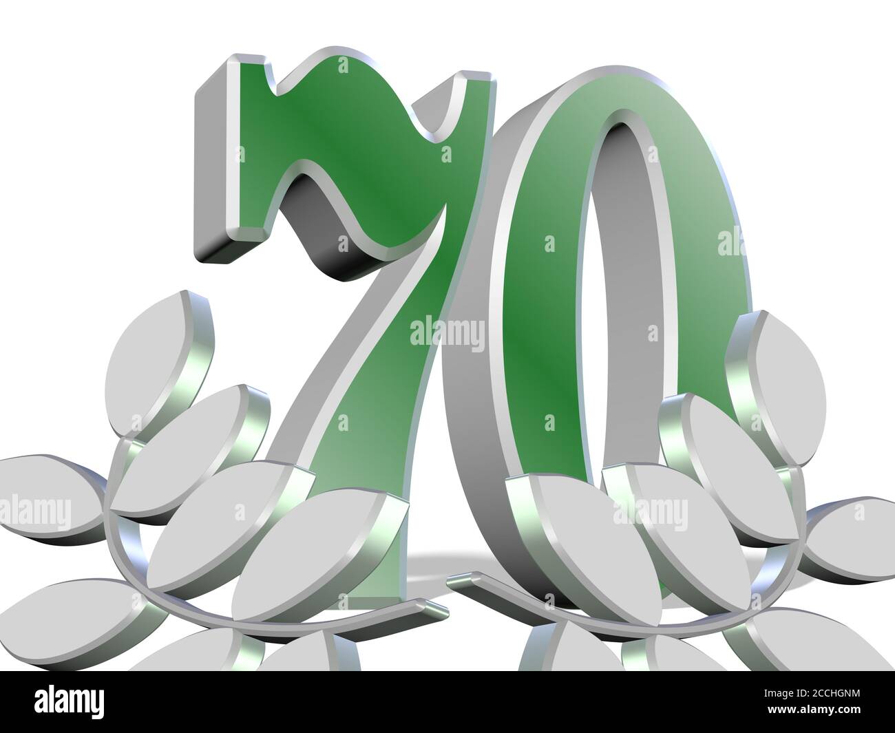 Anniversaire, soixante-dix ans, avec une couronne de Laurier Banque D'Images