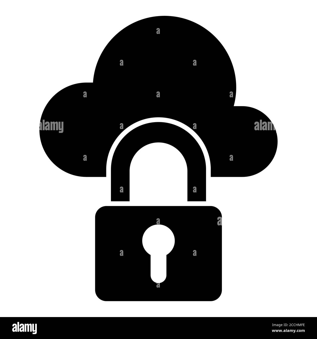 Icône de glyphe de nuage verrouillé Banque D'Images