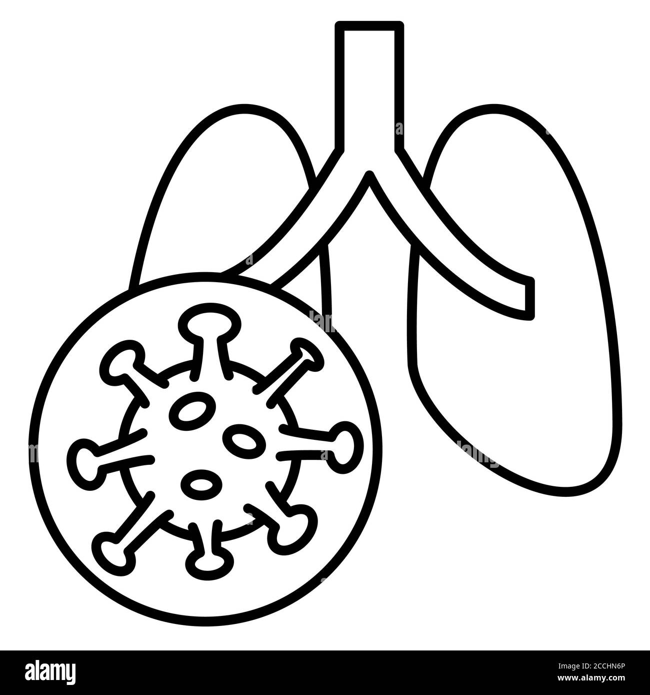 Anatomie des poumons icône de la ligne Corona Banque D'Images