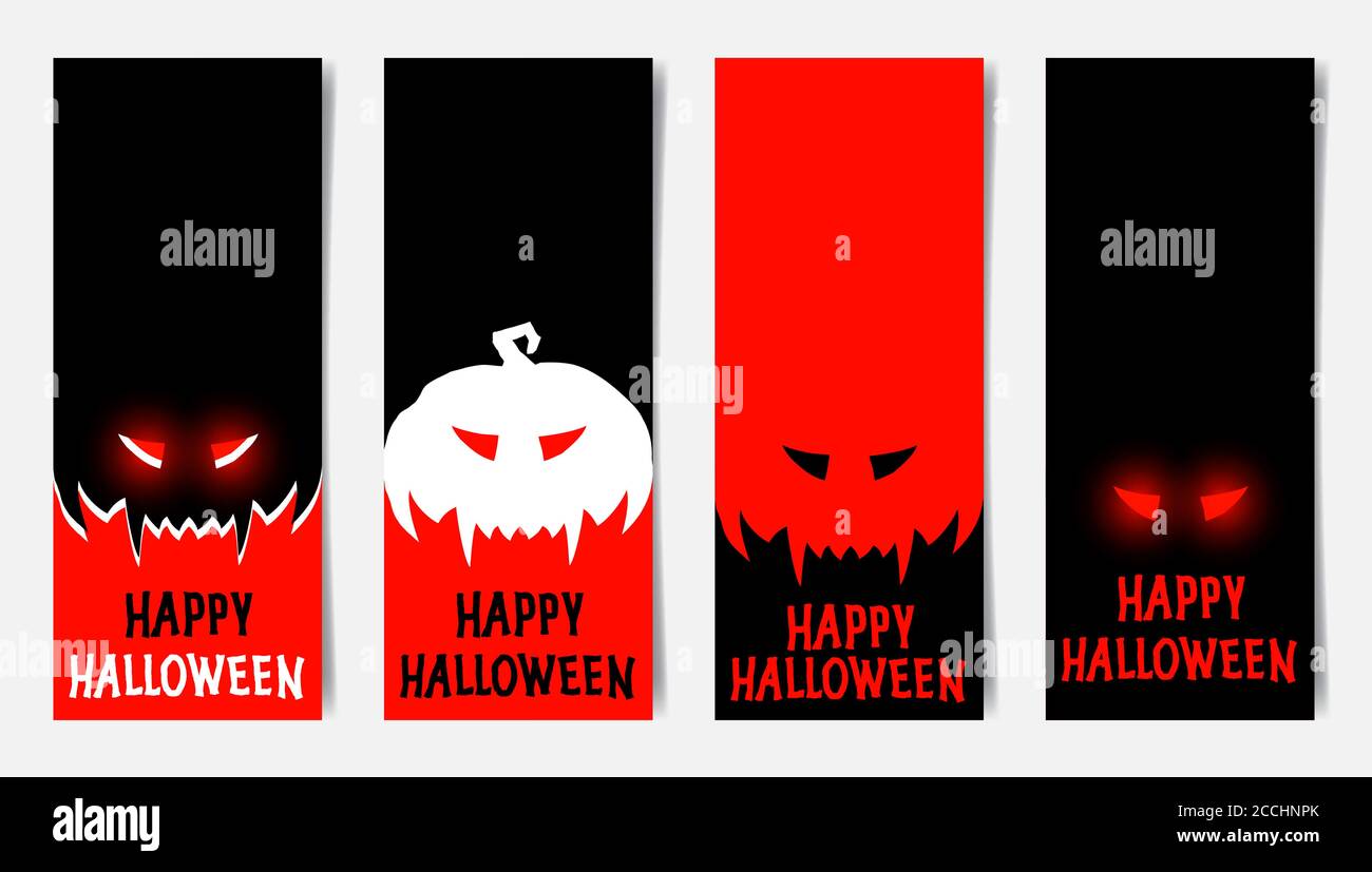 Happy halloween affiche verticale maquettes, halloween fête festive flyer fond vectoriel plat Illustration de Vecteur