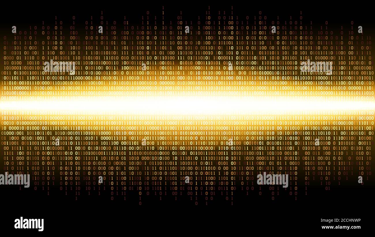 Arrière-plan binaire abstrait avec une radiance lumineuse dans l'espace numérique, un nuage lumineux de Big Data, flux d'informations Illustration de Vecteur