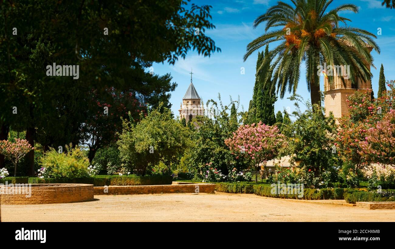 Generalife - les Monachs échappent aux fonctions - Alhambra, Grenade, Espagne - 27 août 2016 Banque D'Images