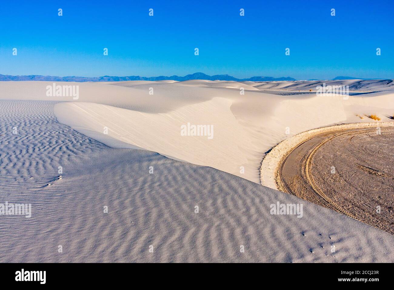 Dunes de sable au parc national de White Sands, au Nouveau-Mexique, une matinée froide en février. Extrémité nord du désert de Chihuahuan. Banque D'Images