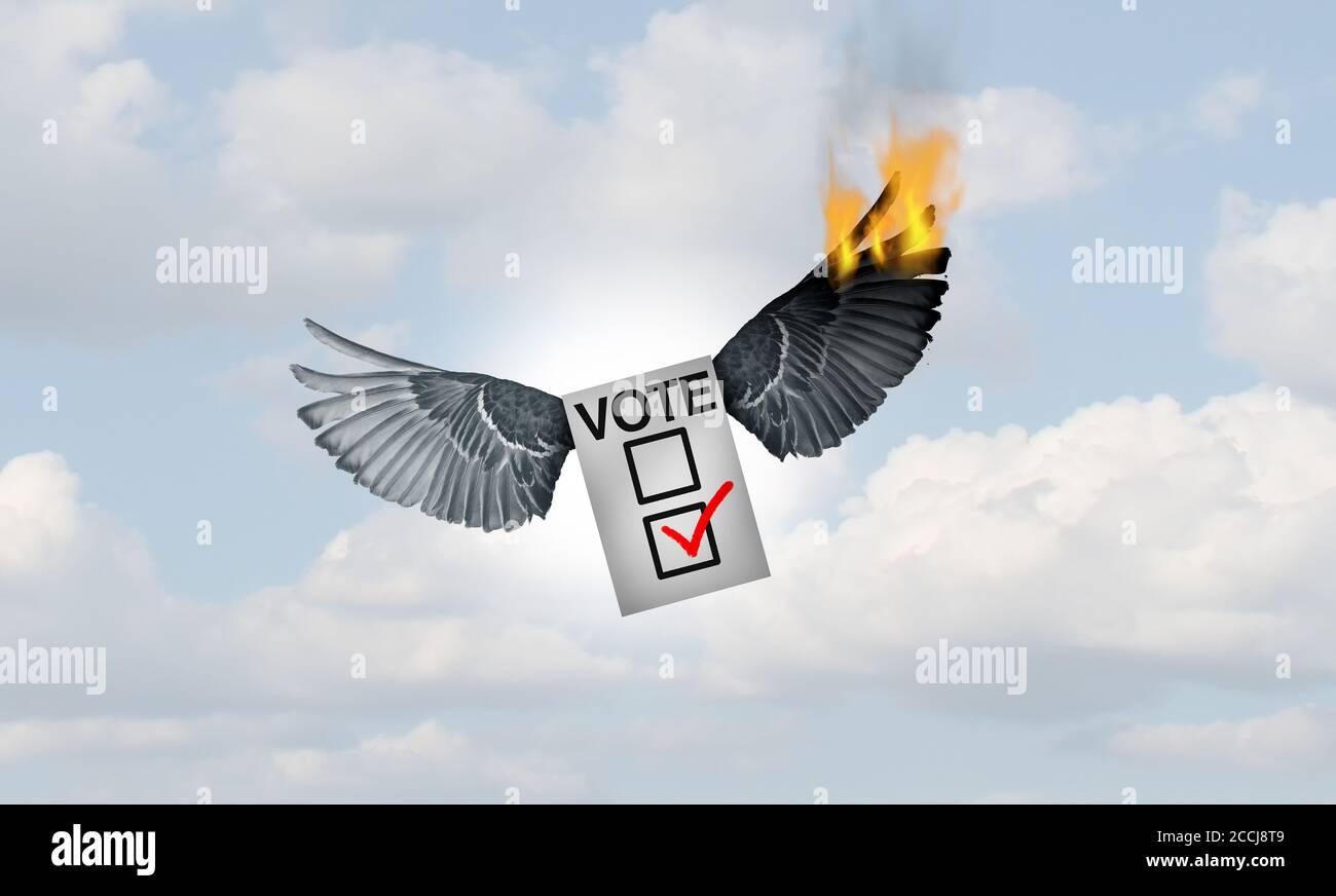 Vote par courrier problème et difficulté à voter avec les bulletins de vote postés comme symbole électoral des obstacles à la diffusion d'un bulletin de vote dans un bureau de vote avec un poste. Banque D'Images
