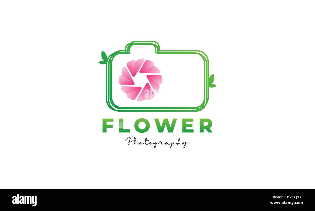 logo unique en forme de fleur et d'objectif obturateur photo de l'appareil photo modèle vectoriel Illustration de Vecteur