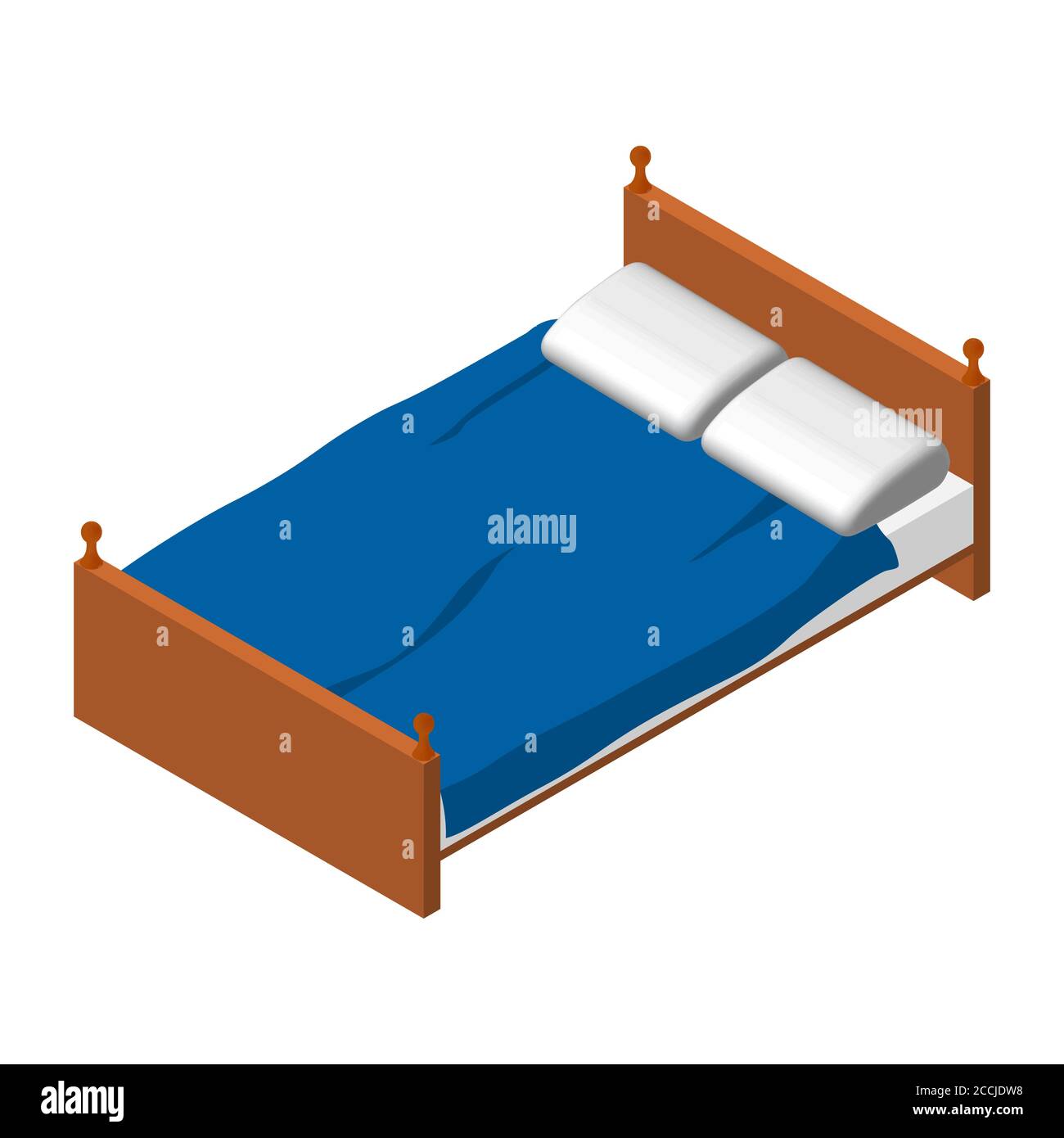 Lit double isométrique. Lit en bois brun, matelas et oreiller blancs. Couverture bleue. Mobilier de chambre. Vecteur EPS10. Illustration de Vecteur Lit double isométrique. Lit en bois brun, matelas et oreiller blancs. Couverture bleue. Mobilier de chambre. Vecteur EPS10. Illustration de Vecteur