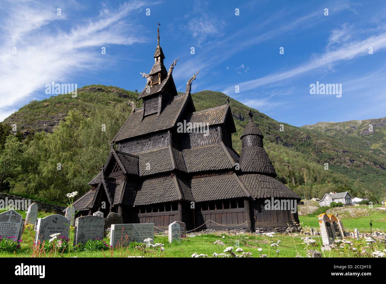 Ancienne église Borgund Stave à Laerdal, Norvège, construite autour de 1200 Banque D'Images