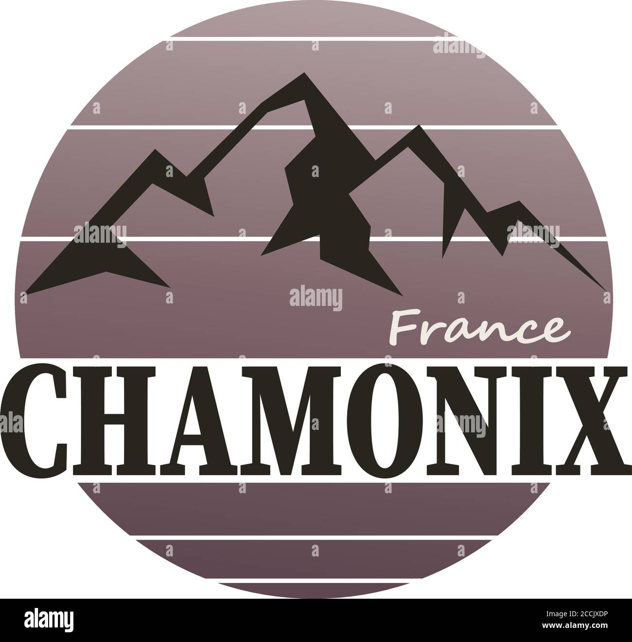 Timbre abstrait ou emblème portant le nom de la ville de Chamonix en France, illustration vectorielle Illustration de Vecteur