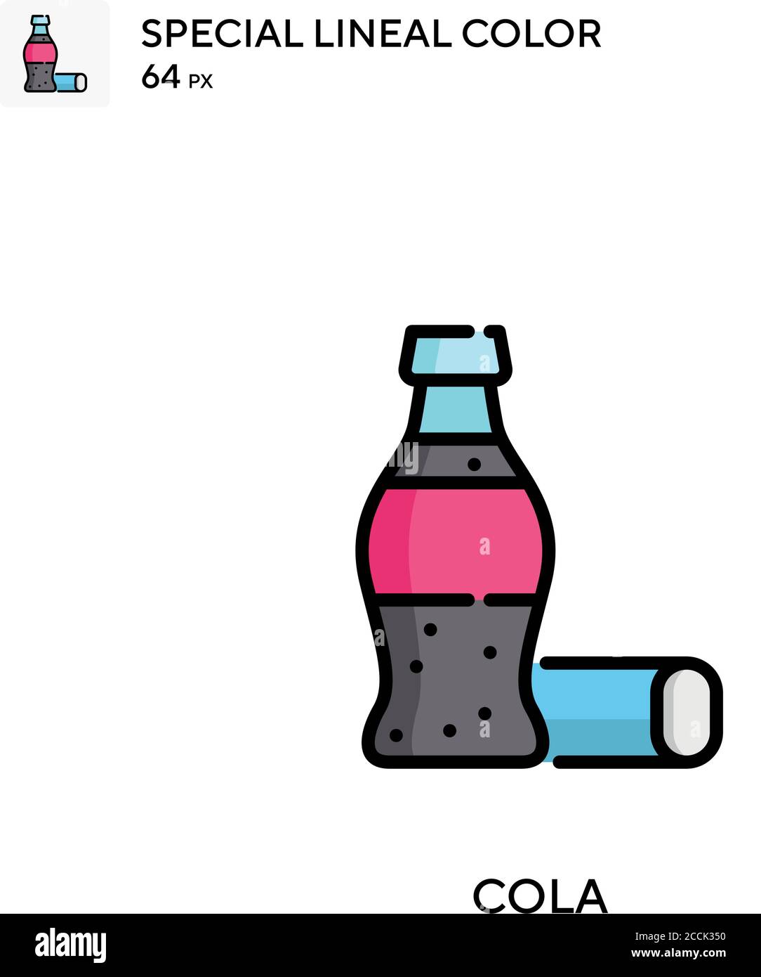 Icône de couleur de ligne spéciale Cola. Modèle de conception de symbole d'illustration pour élément d'interface utilisateur Web mobile. Pictogramme moderne de couleur parfaite sur contour modifiable. Illustration de Vecteur