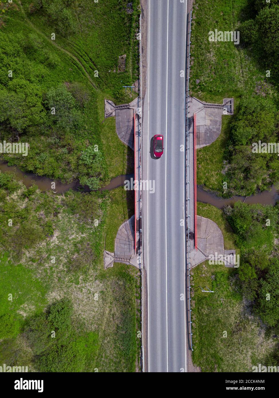 Vue aérienne de la voiture au pont, Moscou, Russie Banque D'Images