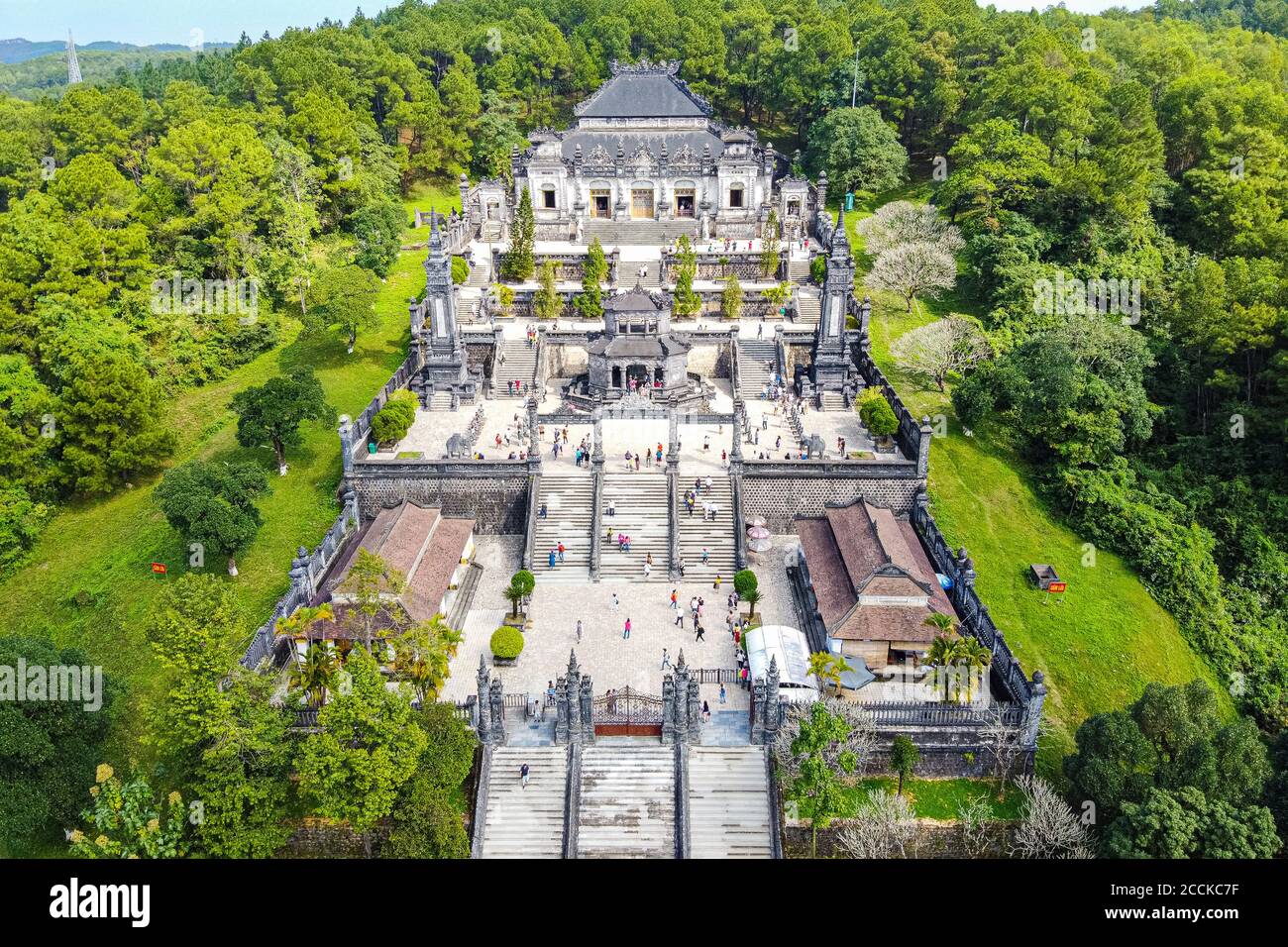 Vietnam, Hue, Mausolée de Khai Dinh, vue aérienne Banque D'Images