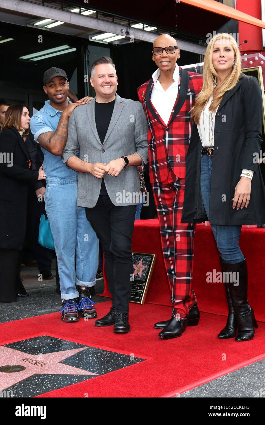 LOS ANGELES - 16 MARS : invité, Ross Matthews, RuPaul, Candis Cayne à la cérémonie du RuPaul Star sur le Hollywood Walk of Fame le 16 mars 2018 à Los Angeles, Californie Banque D'Images