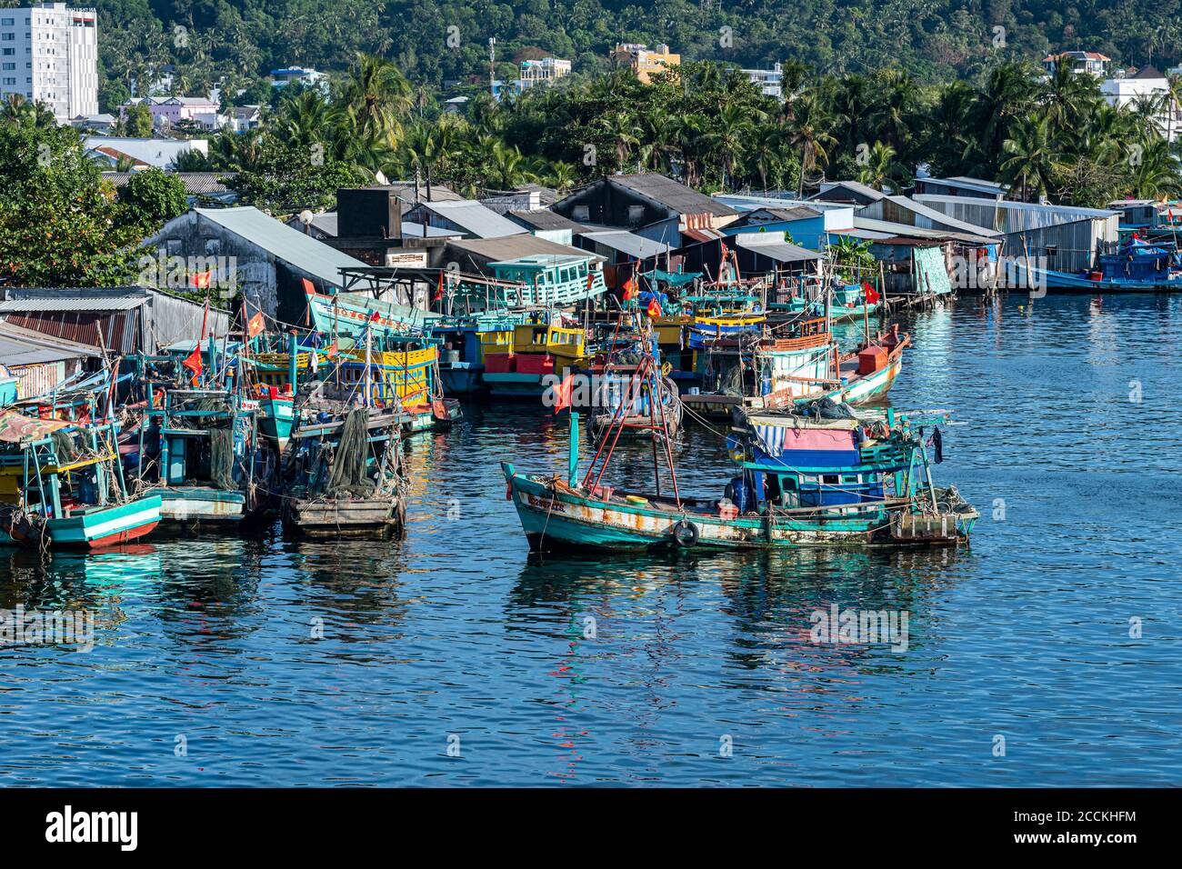 Vietnam, île de Phu Quoc, bateaux de pêche dans le port de pêche de Duong Dong Banque D'Images