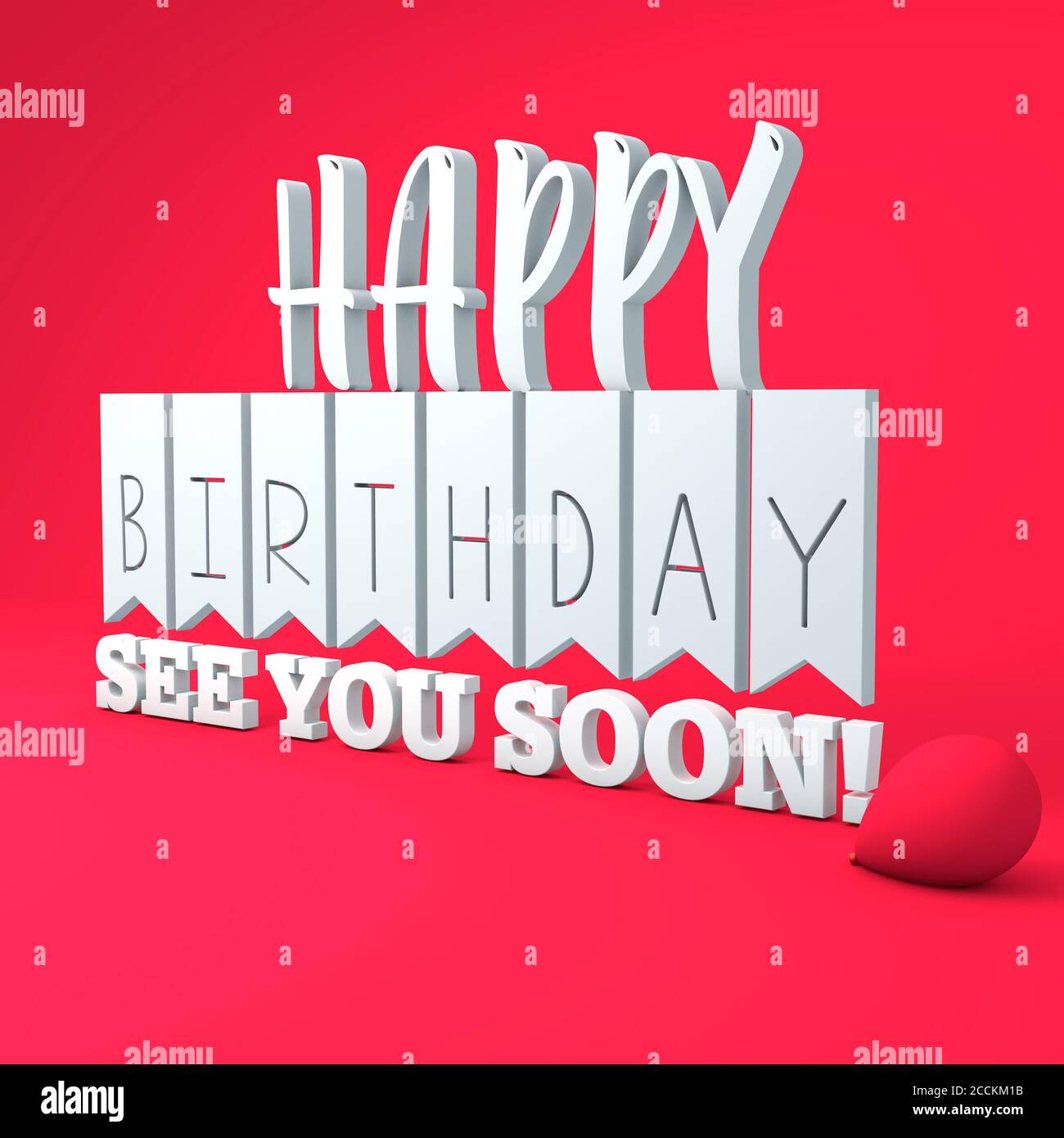 l'illustration 3d rend le concept d'un message de joyeux anniversaire sur un arrière-plan blanc Banque D'Images