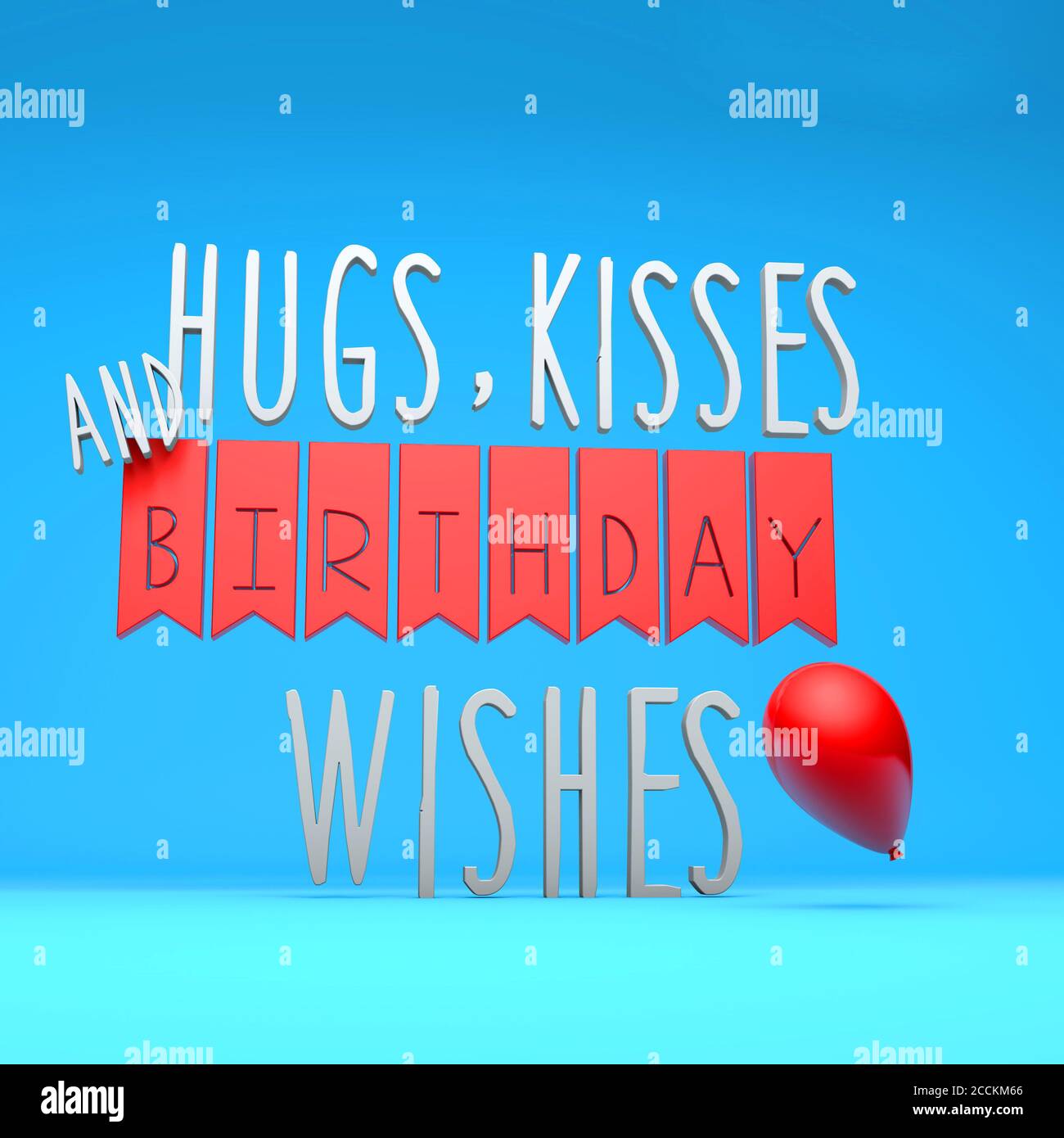 l'illustration 3d rend le concept d'un message de joyeux anniversaire sur un arrière-plan bleu Banque D'Images