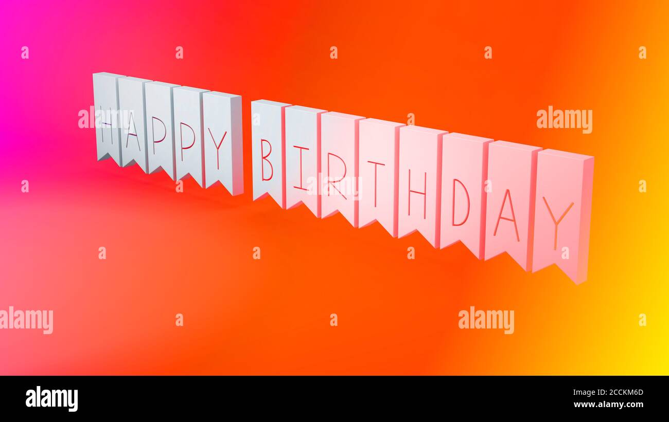 l'illustration 3d rend le concept d'une idée d'anniversaire heureuse un fond arc-en-ciel Banque D'Images