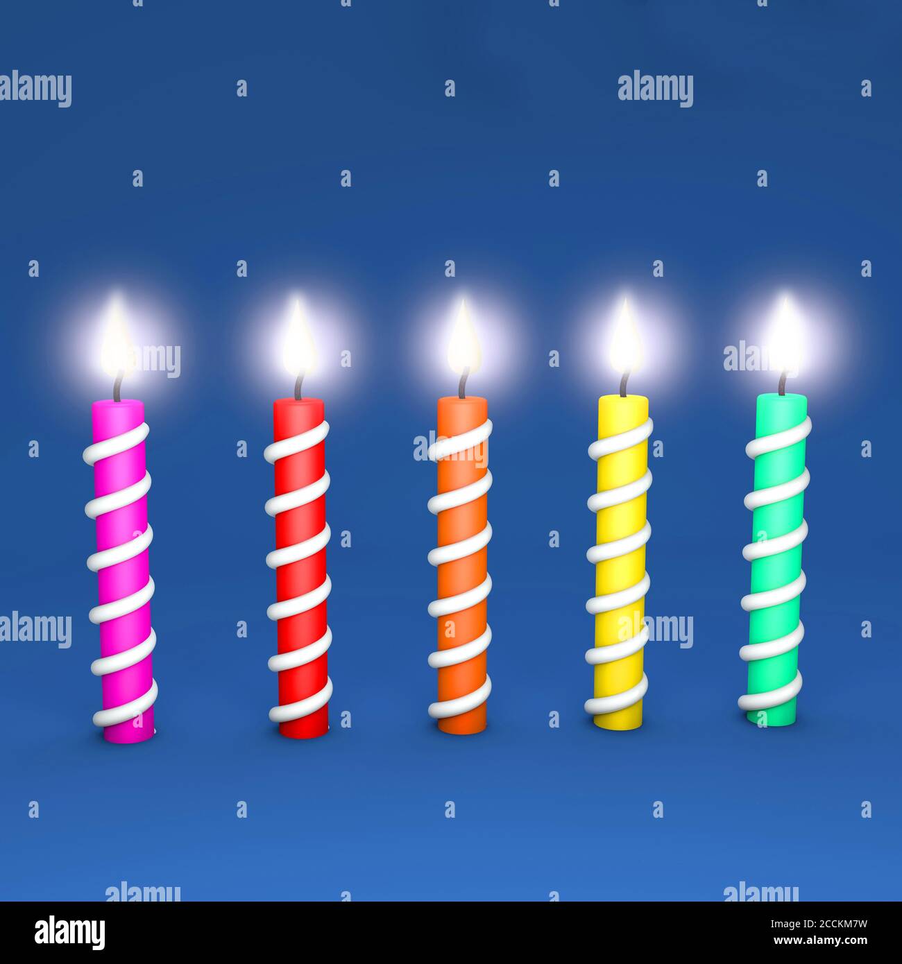 l'illustration 3d rend les concepts d'une idée d'anniversaire heureuse sur arrière-plan bleu Banque D'Images