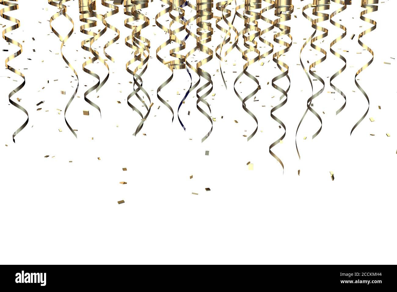 l'illustration 3d rend des concepts de banderoles en or isolées sur un fond blanc comme fond de modèle Banque D'Images