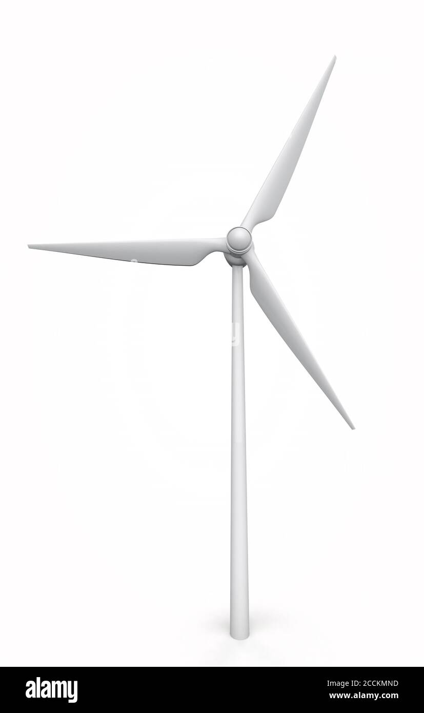 le concept de rendu 3d d'une éolienne est coupé un arrière-plan blanc Banque D'Images