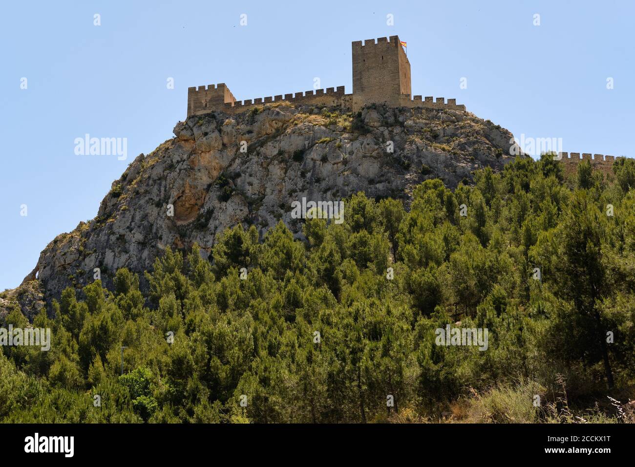 Château de Sax au sommet de la montagne rocheuse, province d'Alicante, Communauté Valencienne. Espagne Banque D'Images