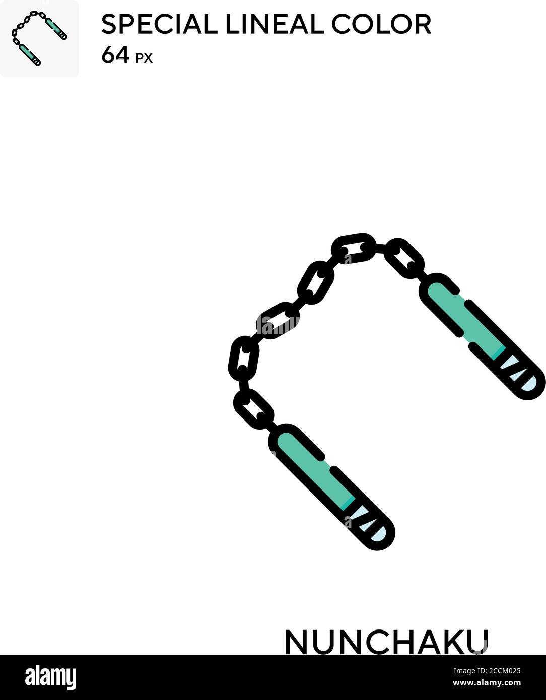 Icône de couleur spéciale Nunchaku. Modèle de conception de symbole d'illustration pour élément d'interface utilisateur Web mobile. Pictogramme moderne de couleur parfaite sur contour modifiable. Illustration de Vecteur