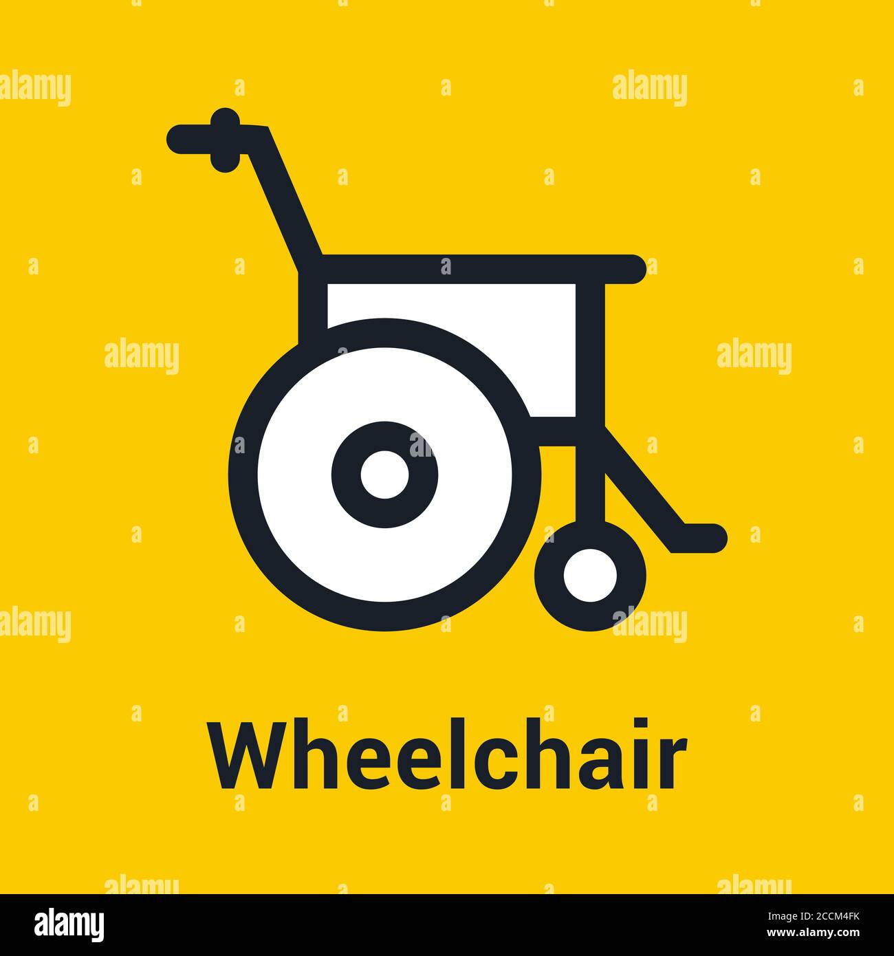 icône fauteuil roulant sur fond jaune. illustration vectorielle plate. Illustration de Vecteur
