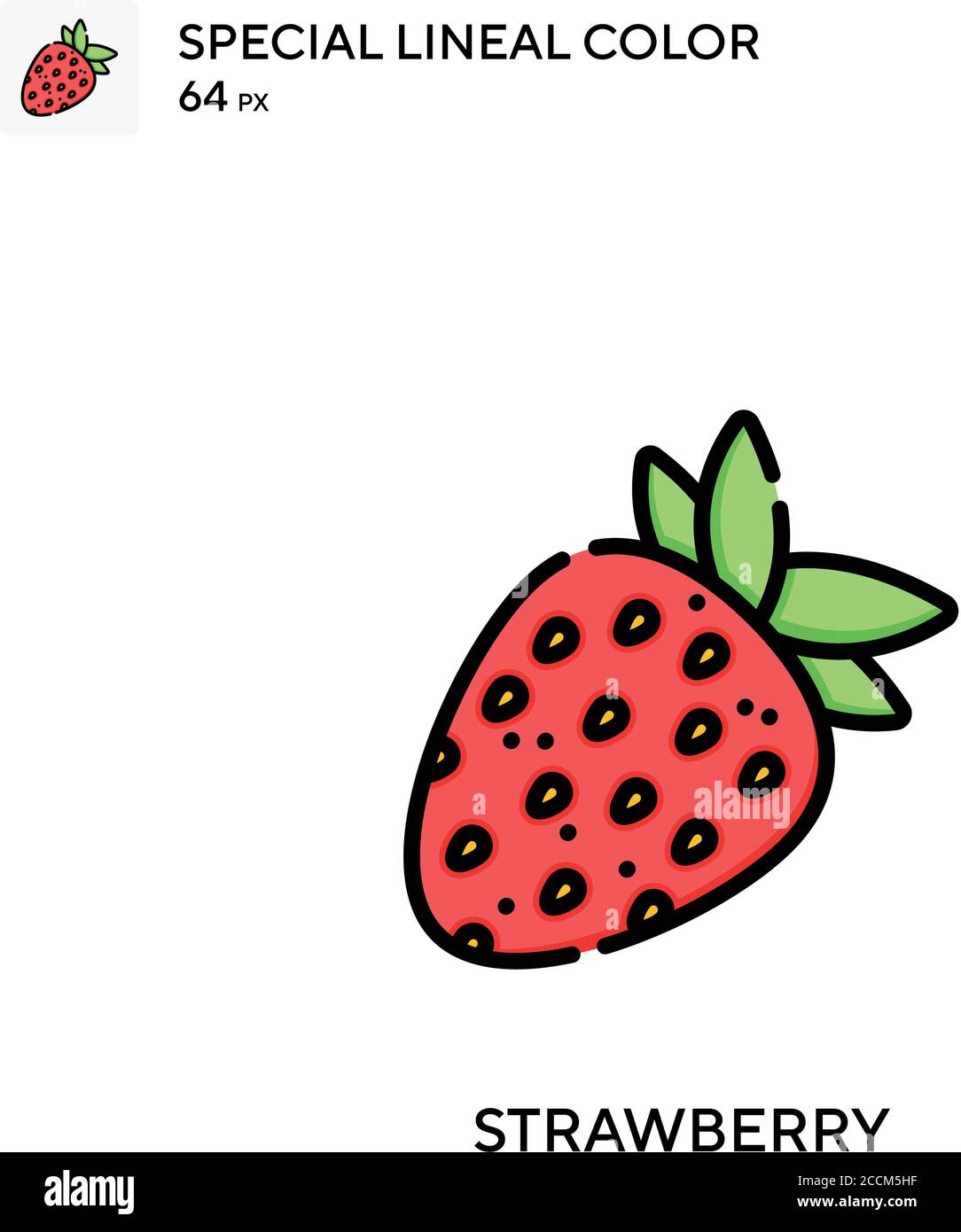 Icône de couleur spéciale de lineal fraise. Modèle de conception de symbole d'illustration pour élément d'interface utilisateur Web mobile. Pictogramme moderne de couleur parfaite sur contour modifiable Illustration de Vecteur