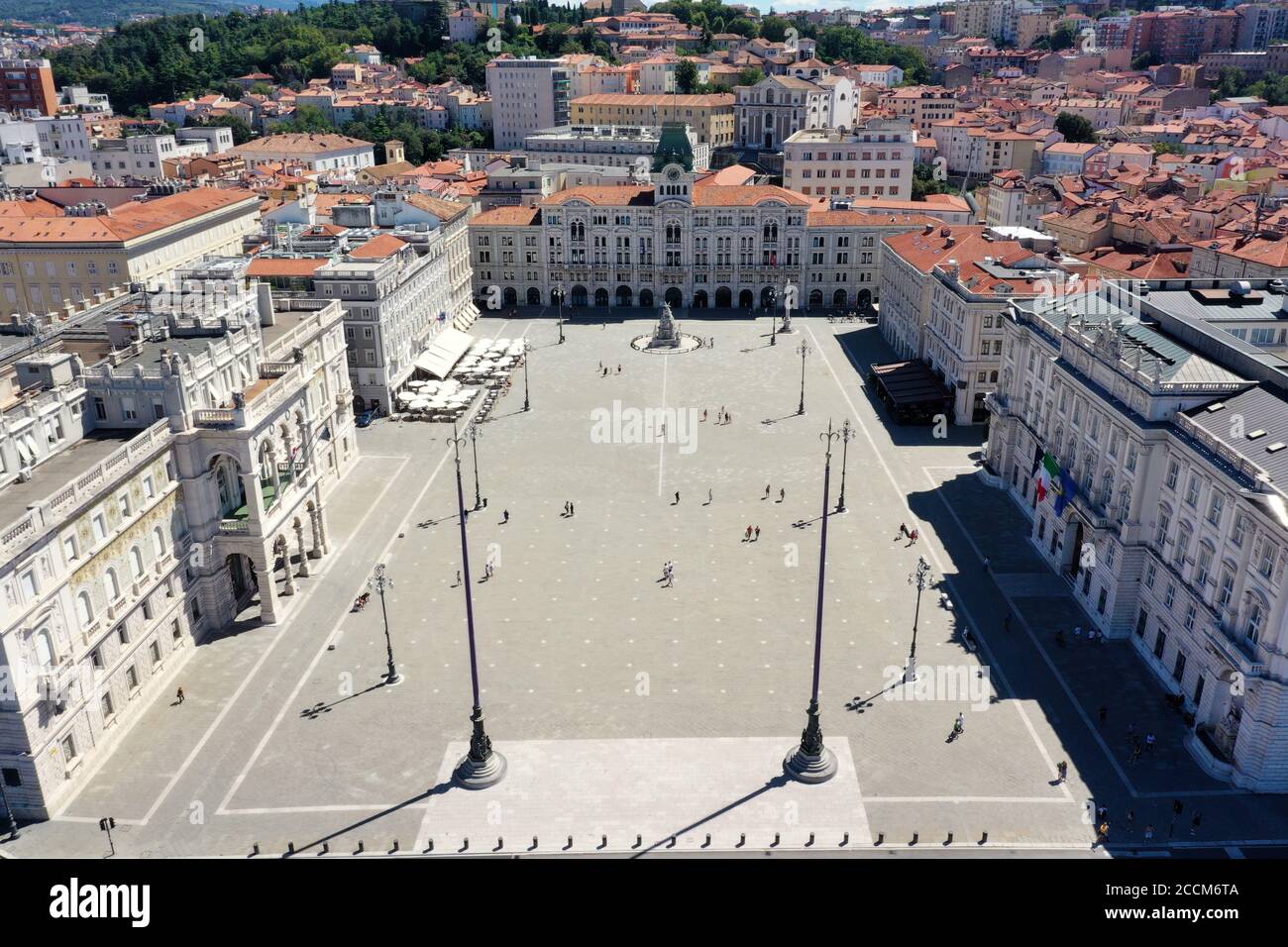 Trieste - Piazza Unità d Italia dans une vue panoramique par le haut Banque D'Images