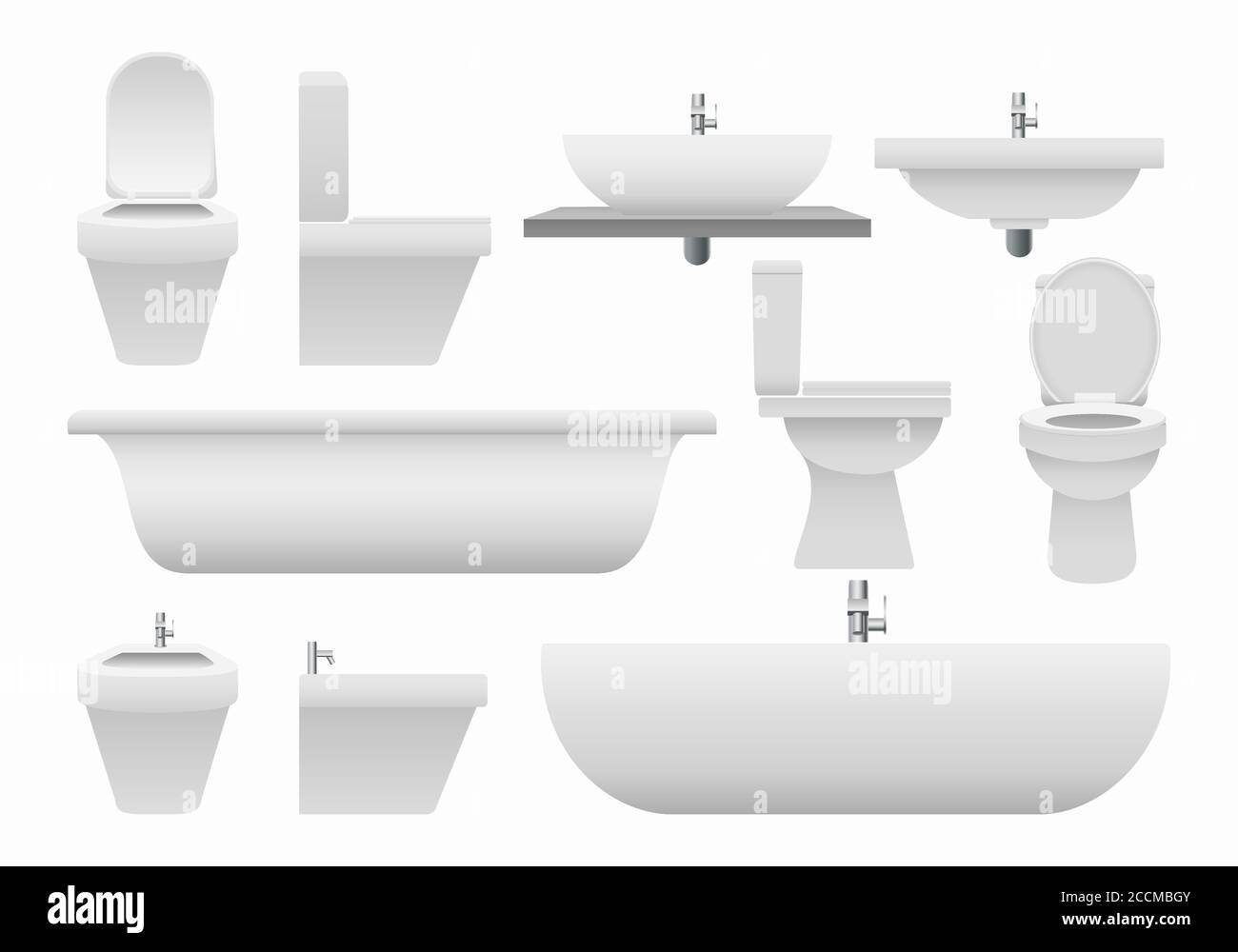 Collection de salle de bain 3D réaliste Illustration de Vecteur