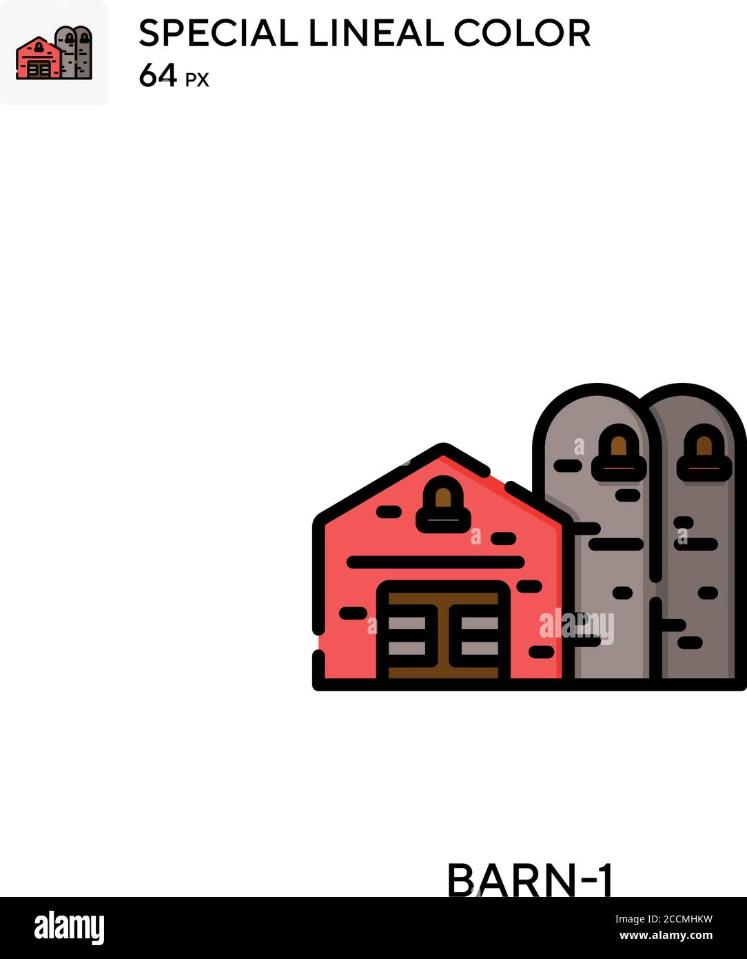 Barn-1 icône de couleur spéciale de lineal. Modèle de conception de symbole d'illustration pour élément d'interface utilisateur Web mobile. Pictogramme moderne de couleur parfaite sur contour modifiable. Illustration de Vecteur
