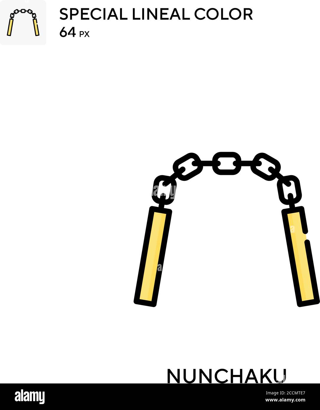 Icône de couleur spéciale Nunchaku. Modèle de conception de symbole d'illustration pour élément d'interface utilisateur Web mobile. Pictogramme moderne de couleur parfaite sur contour modifiable. Illustration de Vecteur
