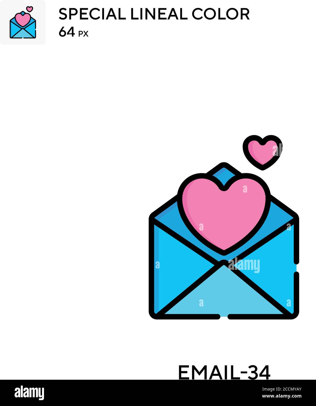 E-mail-34 icône de couleur de ligne spéciale. Modèle de conception de symbole d'illustration pour élément d'interface utilisateur Web mobile. Pictogramme moderne de couleur parfaite sur contour modifiable. Illustration de Vecteur