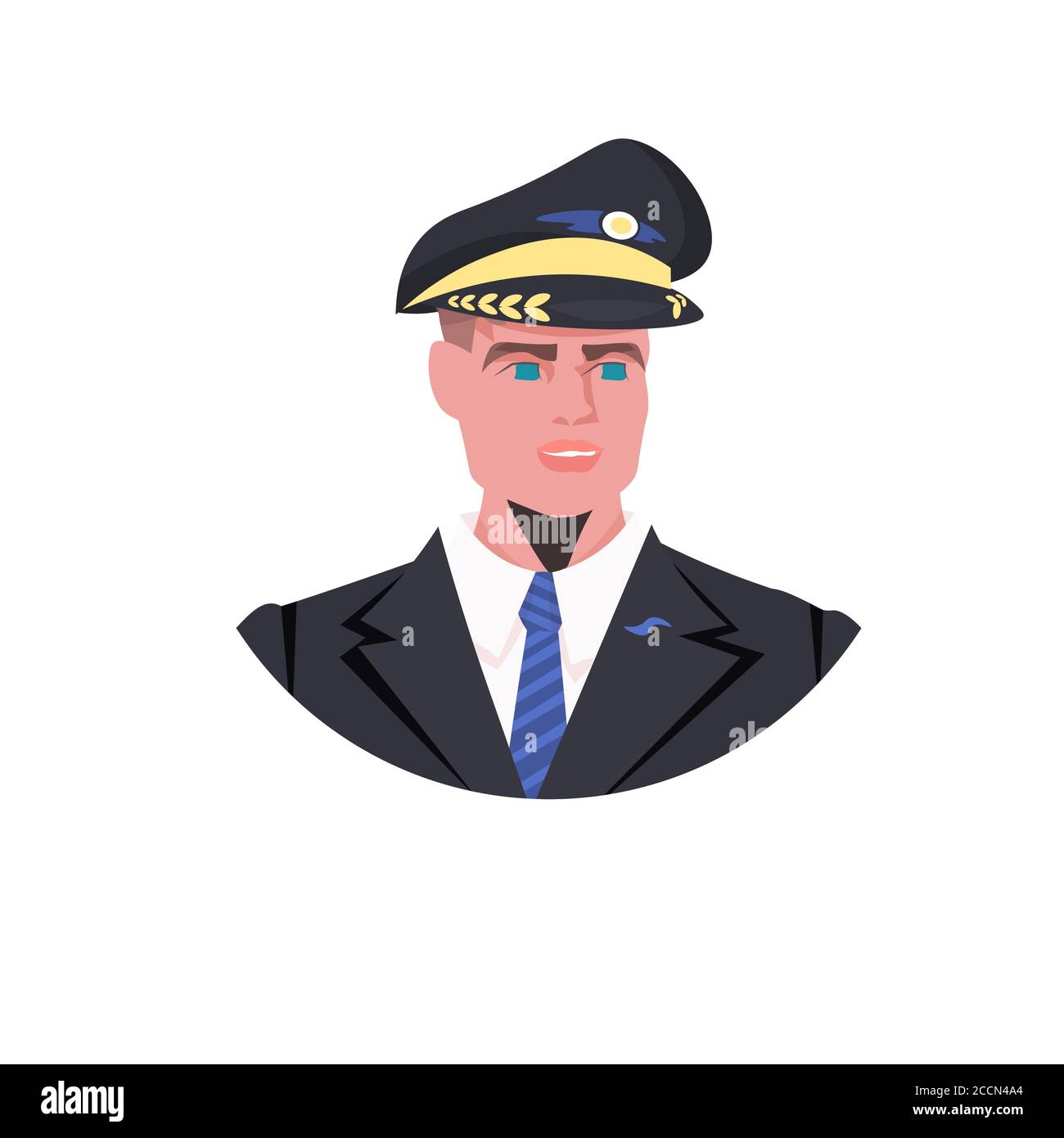 homme pilote en uniforme homme capitaine avatar aviation concept portrait illustration vectorielle Illustration de Vecteur