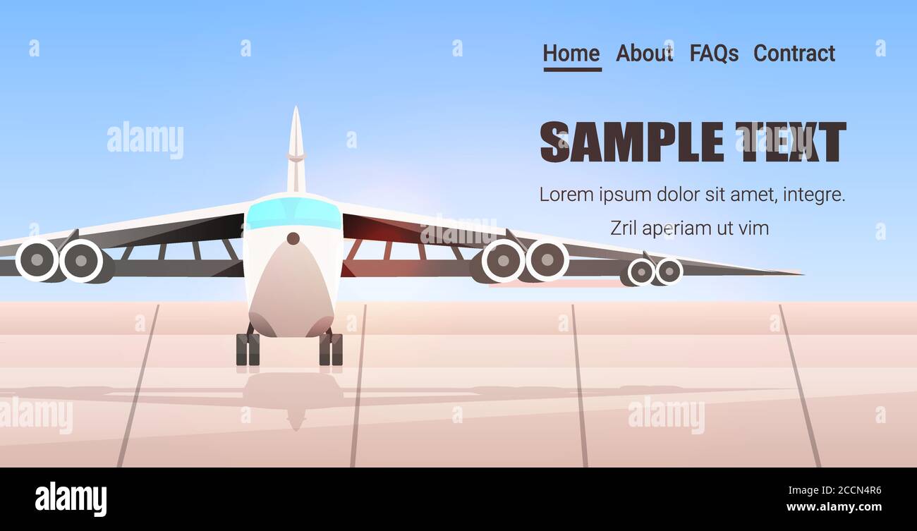 terminal de l'aéroport avec avion en attente de décollage de la copie horizontale illustration du vecteur d'espace Illustration de Vecteur