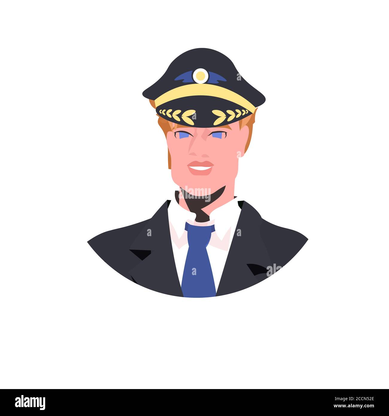 homme pilote en uniforme homme capitaine avatar aviation concept portrait illustration vectorielle Illustration de Vecteur