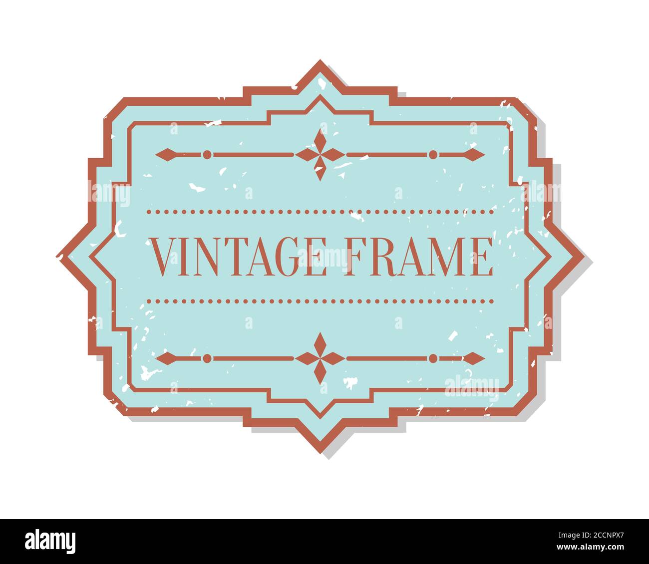 Gros plan plat de couleur vintage avec élément décoratif en forme de grunge. Modèle de texte de cadre d'autocollant d'emballage. Bannière de bordure de forme rétro, conception de menu. Illustration vectorielle isolée monobadge vintage Illustration de Vecteur